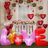 Ikeehome  OurWarm 9FT Long Valentines Inflatables Love Letters with Lovely Bear, Valentines Day Decor Blow Up Yard Decor for Wedding Lawn