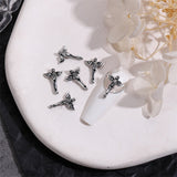 10PCS Gothic Style 3D Alloy Nail Art Charms Skeleton Cross Accessories Parts For Halloween Nail Decoration Design Supplies Tool