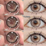 VisualClick Colored Contact Lens Nature Brown 2Pcs/Pair Year New Lenses with Myopia Degree Grade 0.00- 8.00 Soft Lens