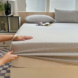 1PCS Nordic Stripe Fitted Sheet Non Slip Bedspread 100% Cotton With Elastic Band Mattress Cover (no Pillowcase)