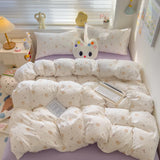 Class A Double Yarn Bedding Set Quilt Comforter Duvet Cover Set Printed Cotton Bedspread Skin Friendly Breathable Four-Piece Set