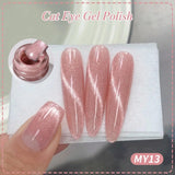15ml Pink Cat Magnetic Gel Nail Polish, Spring Crystal Effect Cat Eye Semi-Permanent Removable Nail Polish