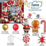 Decorations Christmas Balloons Garland Arch Red Metallic Gold With Gingerbread Man Stars Foil Balloon For Christmas Party Decor