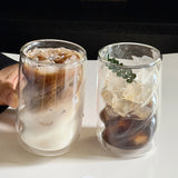 300ML Simple Double-layer Glass Cup Heat Cold Resistant Anti-scalding Coffee Cup Milk Brandy Wine Mug Cafe Accessories