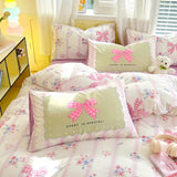 Washed Cotton Pink Duvet Cover Girl Room Decor Breathable Comforter Cover with 2 Pillowcases Bed Linens Bedding Set Home Textile