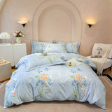 100% Cotton Bedding Set Brushed Flowers Rose Love Duvet Cover Lovely Dog Sheet Set Red Blue Sheet King Queen for Bedroom Decor