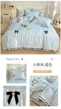 Luxury Princess Bedding Sets Princess Style Fashion 4Pcs Duvet Cover Bed Sheet Pillowcase Lace Ruffles Bed Skirt Bedroom Decor