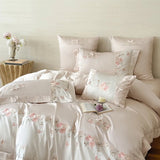 1000TC Egyptian Cotton Butterfly Flowers Embroidery Patchwork Bedding Set Duvet Cover Flat/Fitted Bed Sheet Pillowcases 4Pcs