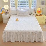 1PC 100%Cotton Bed Skirt Queen/King Size Floral Printed Bed Sheet with Ruffles falda de cama Full Size Bed Skirt for Single Bed