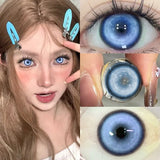 2PCS Halloween Cosplay Graduated Contact Lenses Anime Koi Silver Green Contact Lenses Red Pupils Lenses14.5mm Yearly