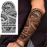 1 Sheet Compass Family Temporary Tattoos For Women Men Adults Flower Tribal Maori Totem Tattoo Sleeve Waterproof Temp Stickers