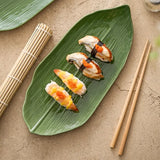 Japanese Bamboo Leaf Shaped Ceramic Tableware Rectangular Sashimi Sushi Plate Home Kitchen Accessories for Plates and