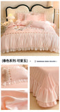 Lace Bedding Set for Girl Ruffle Brushed Soft Microfiber Princess Style Queen Duvet Cover Set Bed Sheet Pillowcases Home Textile