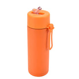 Stainless Steel Thermos Mug, Large Capacity, Portable Silicone Handle with Straw, American Large Capacity, WATER BOTTLE, 650ml