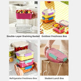 Multifunctional 800 ML Food Storage Box Reusable Leakproof Sealed Lunch Box with Fork Portable Food Storage Container Picnic Use