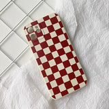 Fashionable Red Checker Case for iPhone 14 13 Pro Max Back Phone Cover for 12 11 Pro Max X XS XR 8 7 Plus SE