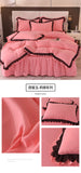 Princess Style Bedding Set Ruffle Duvet Cover With Lace Soft Four Piece Set Quilt Cover Bed Skirt Pillowcase Girls Bedroom Decor