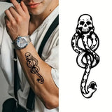 5pcs Death Eaters Dark Mark Waterproof Temporary Tattoo Sticker Skull Snake Head Body Art Arm Fake Tattoo Sleeve Women Men Neck