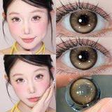 1 Pair Brown Eye Lenses Korean Natural Lenses Color Year Contact Lenses Eyes with Degree Black Beautiful Pupil 0-8 Degree