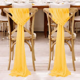 12Pcs Wedding Chair Sashes 7x108Inch Sheer Chiffon Chair Fabric Covers for Party Christmas Bridal Baby Shower Wedding Decoration