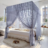 Light Luxury Jacquard White Romantic Lace Mosquito Net Three Door Bed Curtain Encrypted Bed Curtain No Bracket