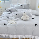 Bedding Set INS Girls Princess Soft 2024NEW Washed Cotton Bed Sheet Queen King Size Duvet Set Comforter Set Duvet Set Bed Linens