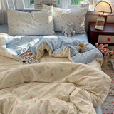 Simple Bedding Set Korean Style Soft Bed Sheet Set Queen King Size Duvet Cover Set No Filling With Pillowcase Bedroom Decor