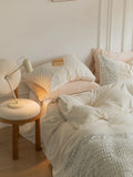 Ikeehome  Thiened Double-Sided Milk Velvet Four-Piece Set Carved Coral Velvet Warm Bedding Cover Winter Bed Canopy Kit Princ Sle...