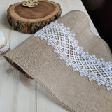 White Lace-edge Linen Table Runner For Wedding Party Table Decor Coarse Linen Tablecloth Home Decoration