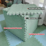 Plush Puzzle Foam Floor Mat Baby Play Mat Cute Soft Fluffy Interlocking Square Foam Tiles Area Rugs Carpet for Parlor Bedroom