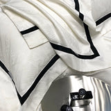 Luxury Satin Jacquard Bedding Set 1000TC Lyocell Cotton Soft Silky Duvet Cover Set Bed Sheet/Fitted Sheet Pillowcases 4Pcs