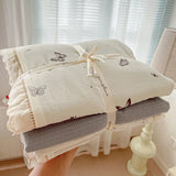 Print Floral Bedding Set Double Layer Yarn Four Pieces Set Soft Comfortable Duvet Cover Bed Sheet With Pillowcases Home Textiles