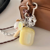 Korea Gradient Lemon Yellow Pendant Round Badge For AirPods Pro 2 Case For AirPods 1 2 3 4 Bluetooth Earphone Charging Box Cover
