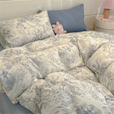 Washed Cotton Pastoral Girls Flower Bedding Sets Bed Linens Quilt Cover Sheet Set Simple Bedspread High Quality Home Textiles