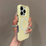 Luxury Candy Tile Ribbed Luggage Texture Magsafe Wireless Charge Case For iPhone 17 16 15 14 13 12 Pro Max 11 17 Magnetic Cover