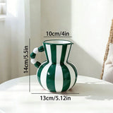 Retro Stripe Ceramic Vase, Elegant Minimalist Home Decor for Living Room Table