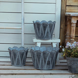 Rotundity Plant Planting Flowerpot Home Courtyard Garden Desktop Decoration Metal Grey Retro Flower Pots Bottom with Holes Vase