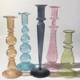 Unique Newest Long Stem Hand Blown Glass Candlestick Elegant Colored Candle Holder for Home Wedding Decoration