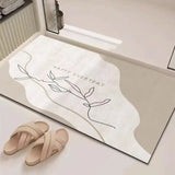 Abstract Geometric Line Art Bathroom Mat Soft Neutral Color Absorbent Non-Slip Quick Drying Home Entrance Floor Mat