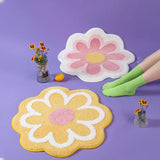 Cute Round Flower Tufting Rug Carpet Soft Plush Tuftted Feet Paid Carpet  Bathroom Anti-slip Doormat Sofa Bedside Rugs