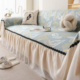Summer Silky Sofa Towel with Skirt Edge Nordic Cool Non-Slip Seat Cushion for Living Room Comfort All Inclusive Home Textiles