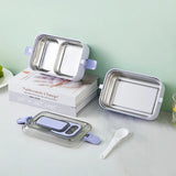 Stainless Steel Two Layer Lunch Box,Portable Bento Box with Cutlery, Large Capacity Food Container, Lunch Box for Women