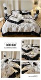 Washed Cotton Bedding Sets With Lace Black Printed Four Piece Set Bedroom Decor Duvet Cover Pillowcase Bedspread Bed Cover Sets