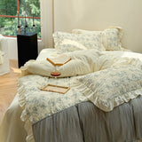 High Quality Bedding Set Type A Washed Cotton Butterfly Bed Sheets And Fitted Sheet  Ancient Rhyme Butterfly Sound  Duvet Cover
