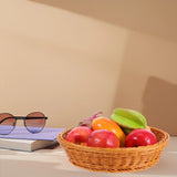 Round Woven Rattan Fruit Basket 30Cm Brown for Kitchen Dining Table Home Vegetable Storage Food Serving Decorative Tabletop