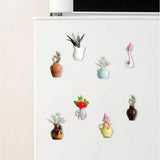 Fridge Vase Tiny Plant Magnets Fridge Accessories 8 Pieces Resin Funny Plant Pots Kitchen Decor for Refrigerator Home