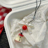 3D Bow Knot Fruit For Apple Colorful Bead Handmade Pendant Beaded Phone Landyard Rope Chain Keychain For Iphone Bracelet