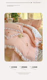 Korean Style Bedding Sets Four Piece Set With Lace Bed Flat Sheet Pillowcase Duvet Cover Set 200x230cm King Size Home Textiles