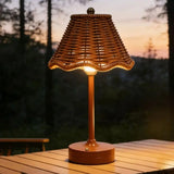 Touch Sensor LED Rattan Desk Lamp Wireless Design Adjustable Brightness Rechargeable Desk Lamp Eye Care Energy Saving