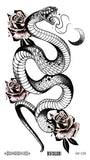 Rocooart Big Size Black Snake Temporary Tattoo Stickers For Women Men Body Waist Waterproof Fake Tatto 3D Cobra Snake Tattoos